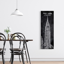 Canvas 16 x 48 - Chrystler tower sketch with a map in background