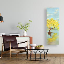 Canvas 16 x 48 - Spring lanscape with a tree in a lake