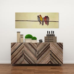 Canvas 16 x 48 - Five birds on a branch