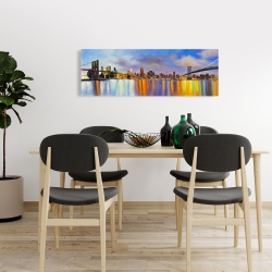 Toile 16 x 48 - Ville colorée avec pont de jour