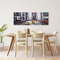 Canvas 16 x 48 - Abstract street with yellow taxis