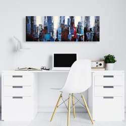 Toile 16 x 48 - Ville bleue abstraite
