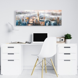 Toile 16 x 48 - Paysage urbain de new-york avec l'immeuble chrysler