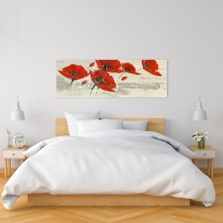 Canvas 16 x 48 - Abstract red flowers in the wind