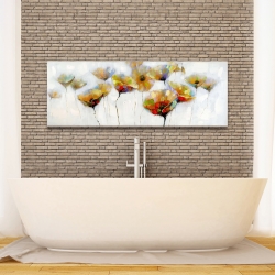 Toile 16 x 48 - Fleurs avec pois de couleurs