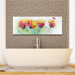 Toile 16 x 48 - Quatre fleurs colorées