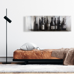Toile 16 x 48 - Bouteilles de vin sur bois