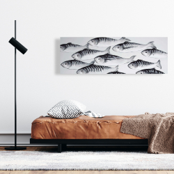 Toile 16 x 48 - Banc de poisson gris