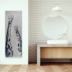 Toile 16 x 48 - Girafes bleu acier