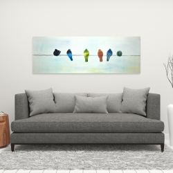 Toile 16 x 48 - Oiseaux abstrait perchés