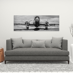 Toile 16 x 48 - Avion en tons de gris