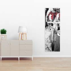 Toile 16 x 48 - Cycliste en rouge