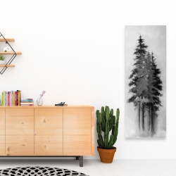 Canvas 16 x 48 - Silhouette of black and grey trees