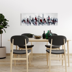 Canvas 16 x 48 - Gray and red cityscape
