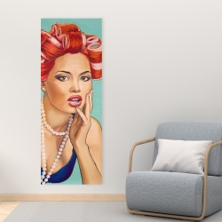 Toile 16 x 48 - Femme rétro avec bigoudis