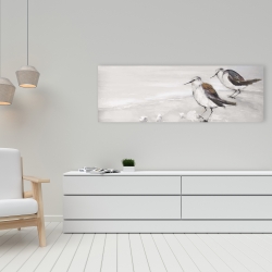 Toile 16 x 48 - Deux oiseaux bécasseau