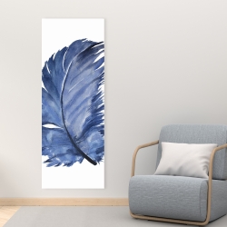 Canvas 16 x 48 - Watercolor blue feather