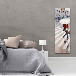Toile 20 x 60 - Femme marchant avec son parapluie