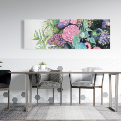 Toile 20 x 60 - Mélodie de fleurs fuchsia