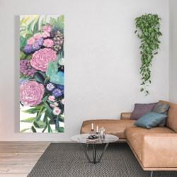 Toile 20 x 60 - Mélodie de fleurs fuchsia