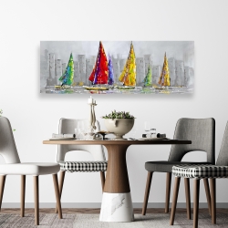 Canvas 20 x 60 - Sailboats in the wind