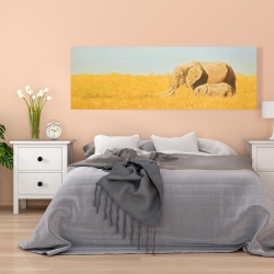 Toile 20 x 60 - éléphant et son tout petit