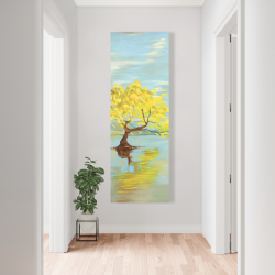 Canvas 20 x 60 - Spring lanscape with a tree in a lake