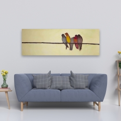 Canvas 20 x 60 - Five birds on a branch