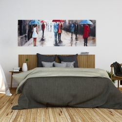 Toile 20 x 60 - Gens avec leur parapluie dans la rue