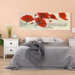 Canvas 20 x 60 - Abstract red flowers in the wind