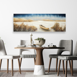 Canvas 20 x 60 - Boat in the middle of a swamp