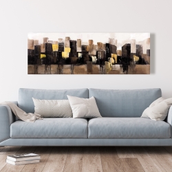 Toile 20 x 60 - Paysage urbain abstrait en tons terreux