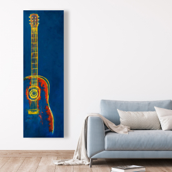 Canvas 20 x 60 - Modern blue abstract guitar