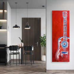 Toile 20 x 60 - Guitare rouge abstraite et moderne
