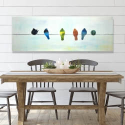 Toile 20 x 60 - Oiseaux abstrait perchés