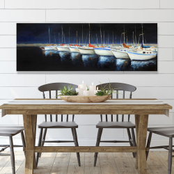 Canvas 20 x 60 - Fishing boats at the marina