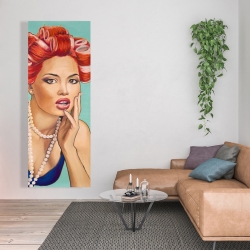 Toile 20 x 60 - Femme rétro avec bigoudis