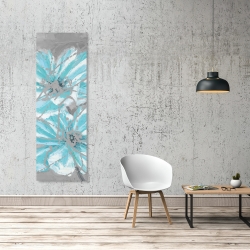 Toile 20 x 60 - Deux petites fleurs bleues abstraites
