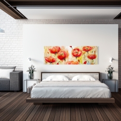Canvas 20 x 60 - Red flowers garden