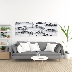 Toile 20 x 60 - Banc de poisson gris