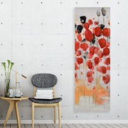 Canvas 20 x 60 - Abstract red dotted flowers field