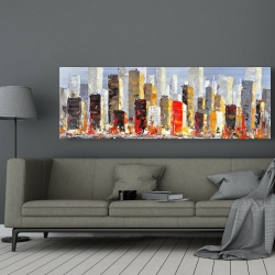 Canvas 20 x 60 - Colorful buildings with water reflection
