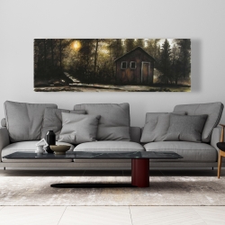 Canvas 20 x 60 - Cabin in the forest