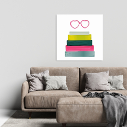 Canvas 24 x 24 - Heart shape glasses with books