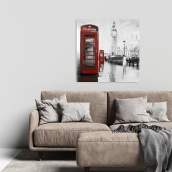 Canvas 24 x 24 - Red phonebooth with the big ben