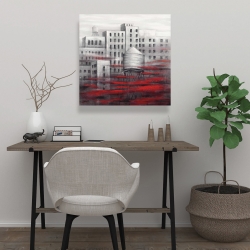 Canvas 24 x 24 - Gray city with red clouds