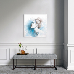 Canvas 24 x 24 - Watercolor abstract girl profile view