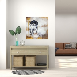 Toile 24 x 24 - Chiot curieux