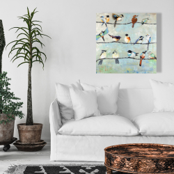 Toile 24 x 24 - Petits oiseaux colorés