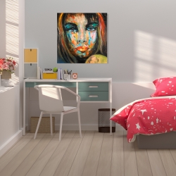 Toile 24 x 24 - Portrait coloré de femme